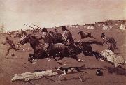 Frederick Remington Oil undated Geronimo Fleeing from camp painting